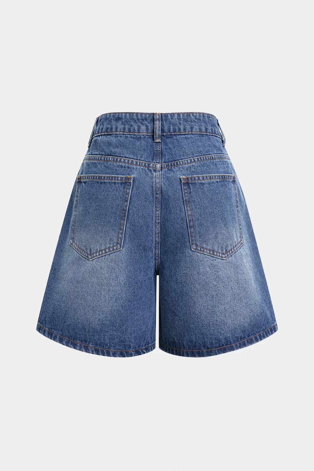 Denim Asymmetrical Pocket High Waist Shorts - Image 2