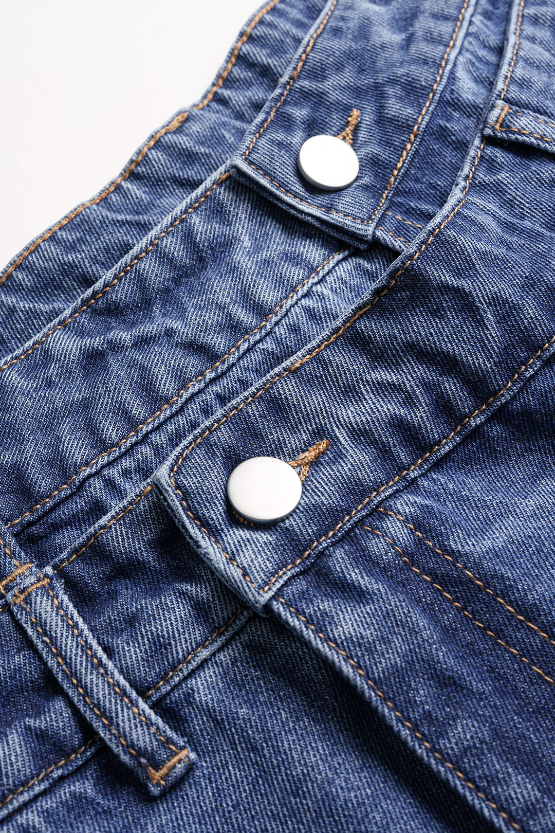 Denim Asymmetrical Pocket High Waist Shorts - Image 3