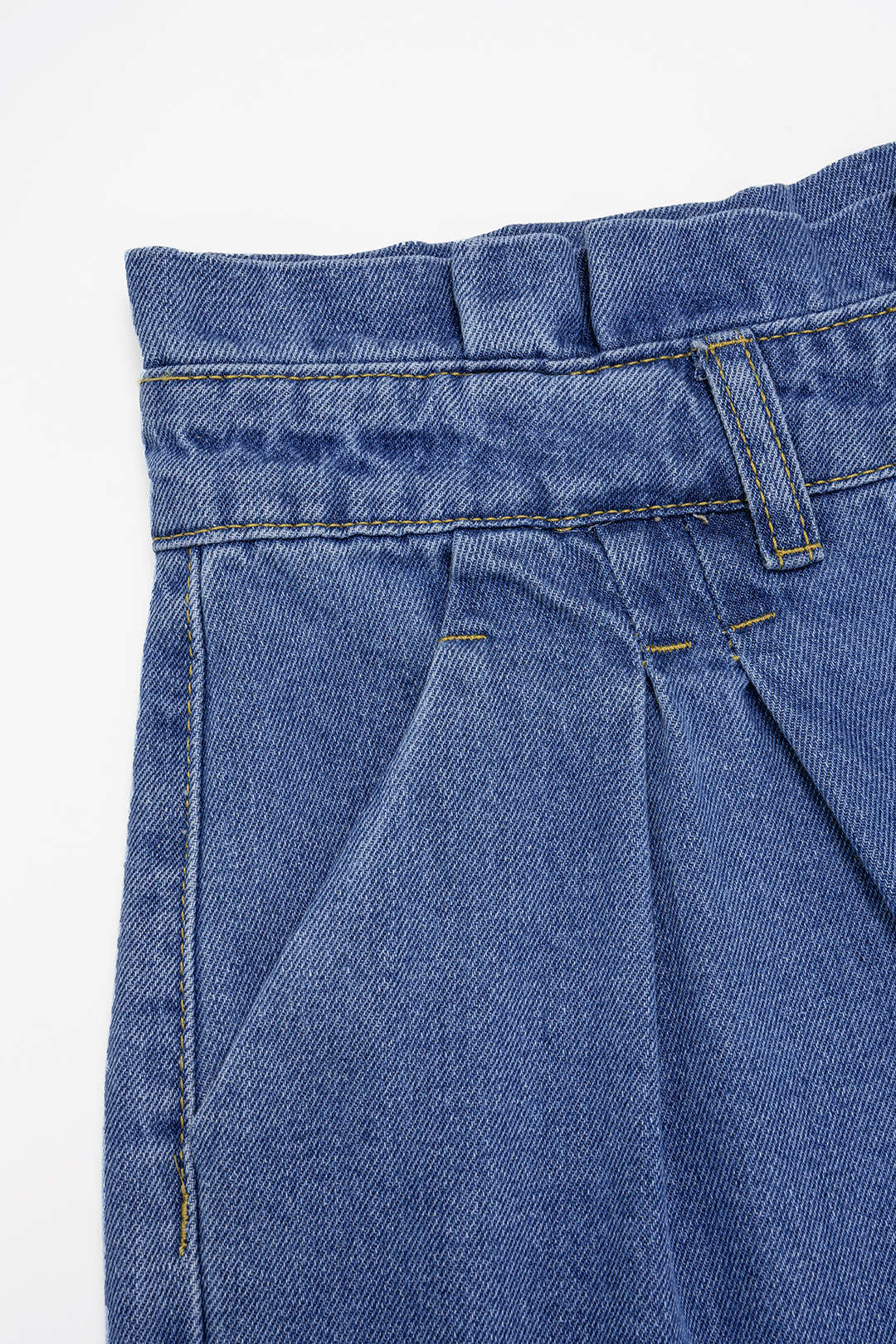 Denim Belted Ruched Shorts - Image 3