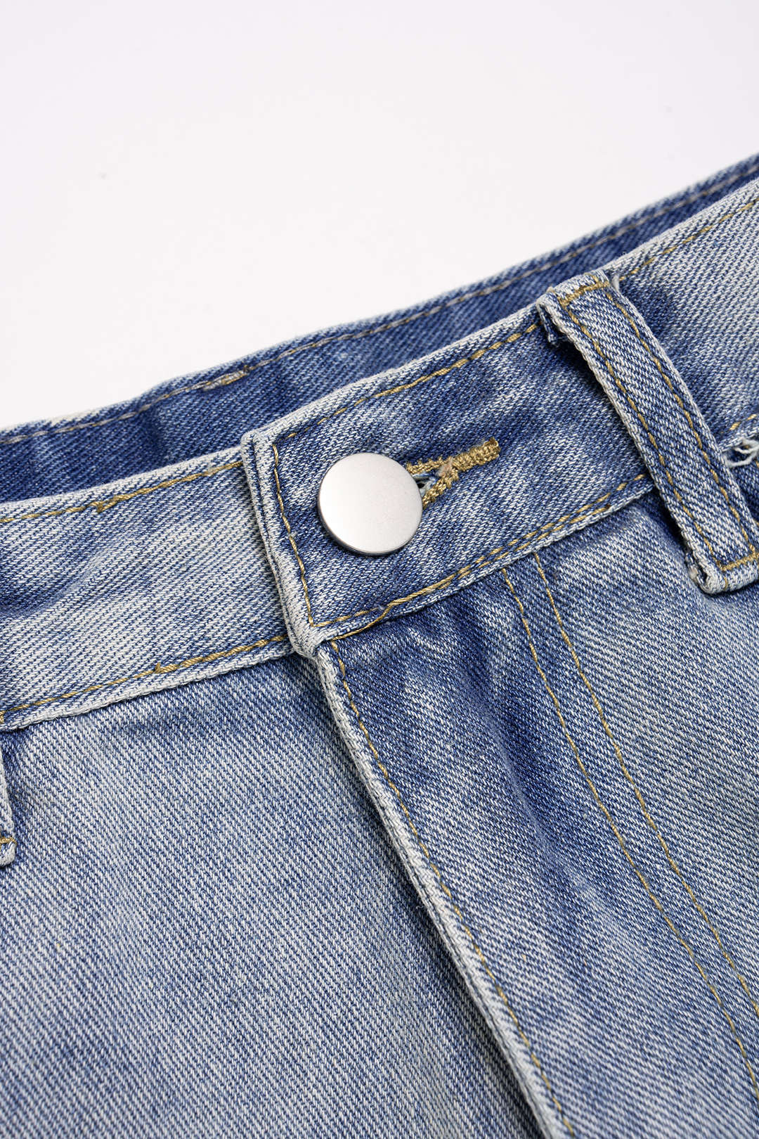 Denim Ripped Fringe High Waist Wide Leg Shorts - Image 3