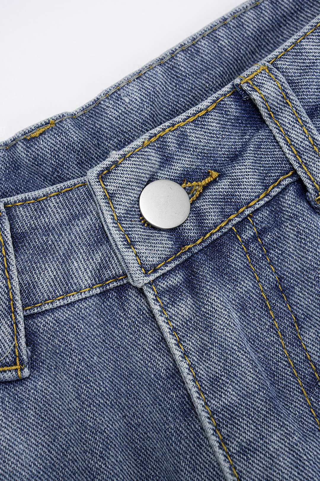 Denim Hollow Out Embroidery Floral Shorts - Image 3