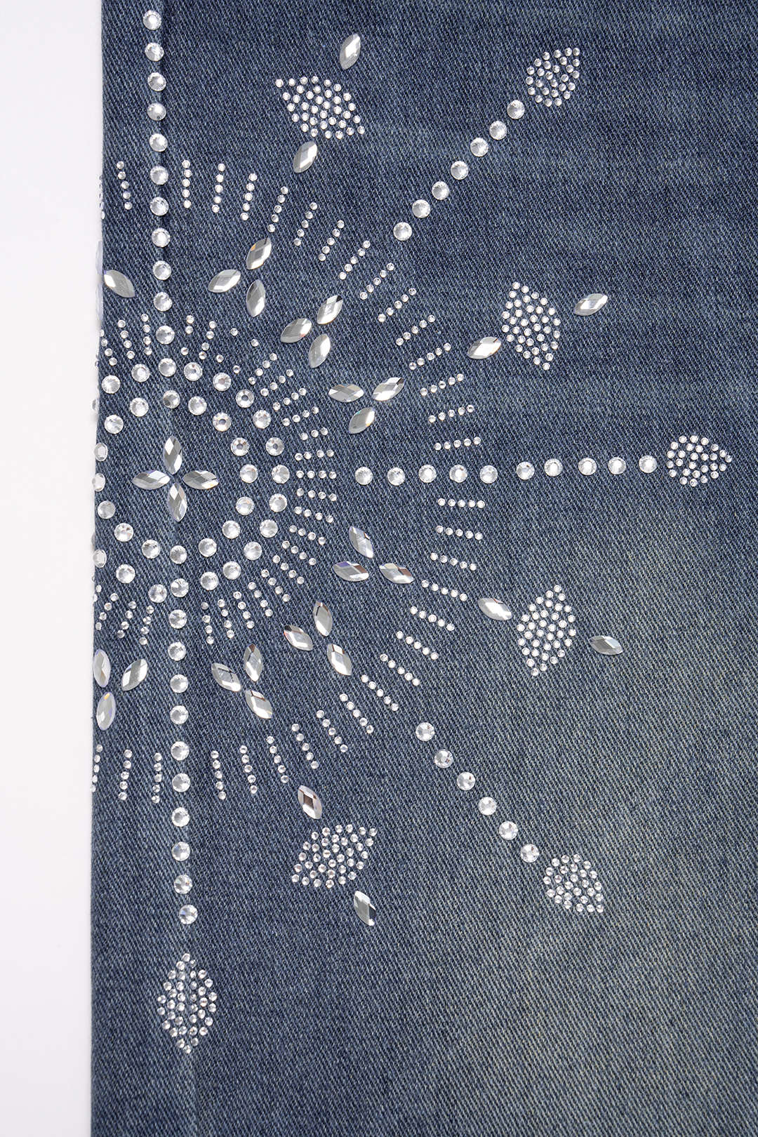 Denim Rhinestone Decor Wide Leg Shorts - Image 3