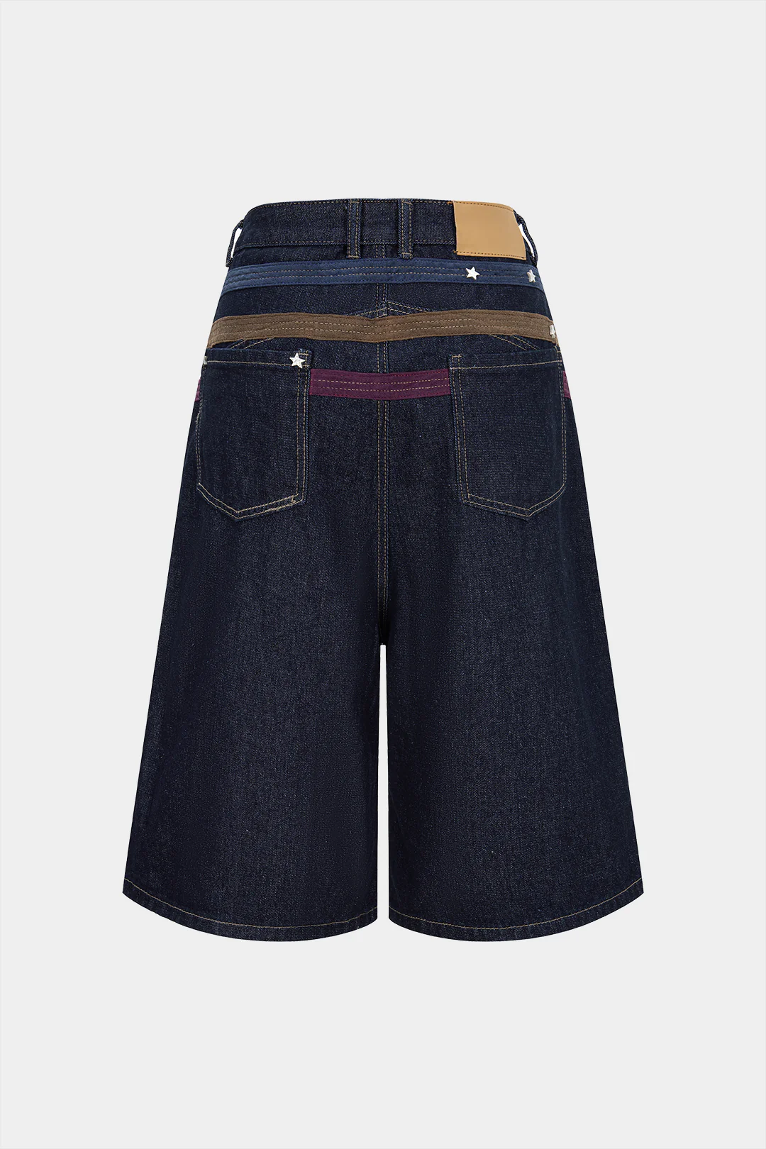 Denim Contrast Star Pattern Shorts - Image 2