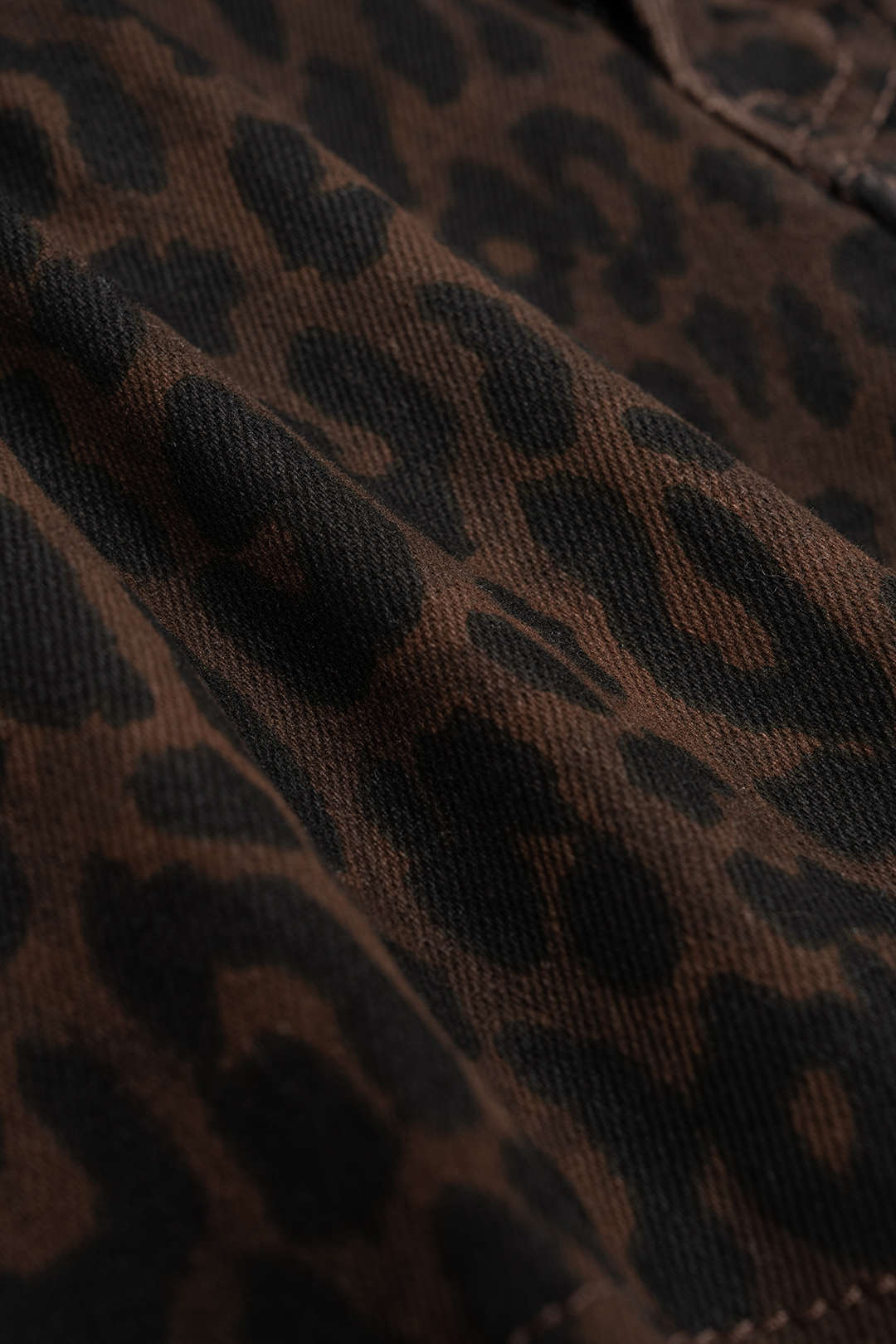 Denim Leopard Print High Waist Shorts - Image 5