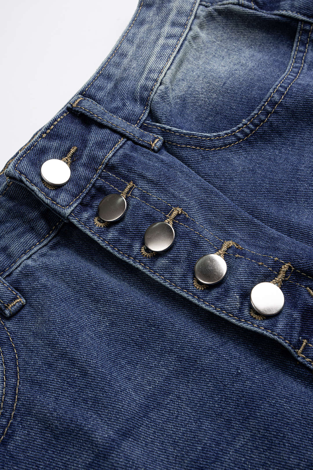 Denim Button Wide Leg Shorts - Image 3