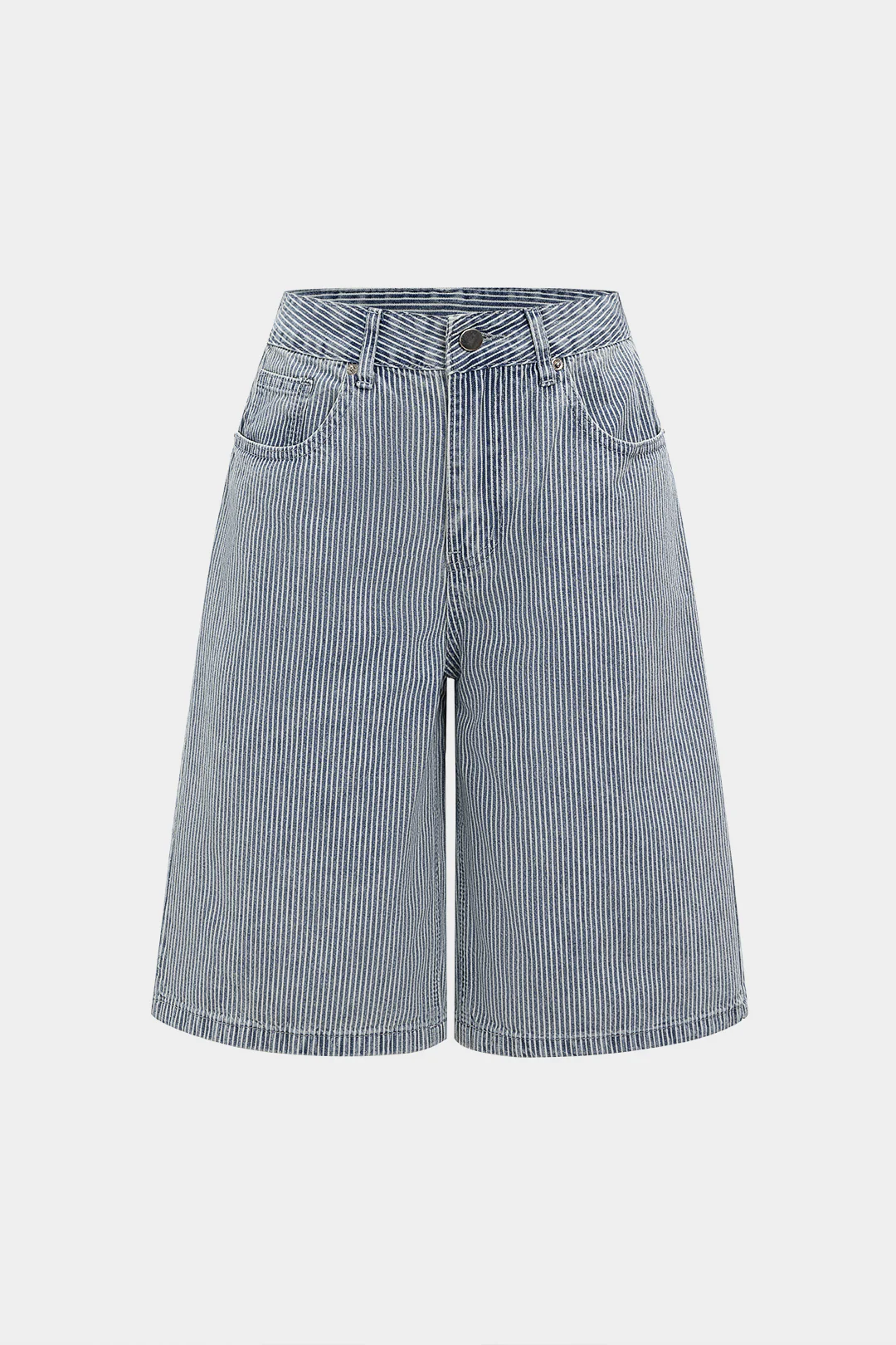 Denim Stripes Print Wide Leg Shorts