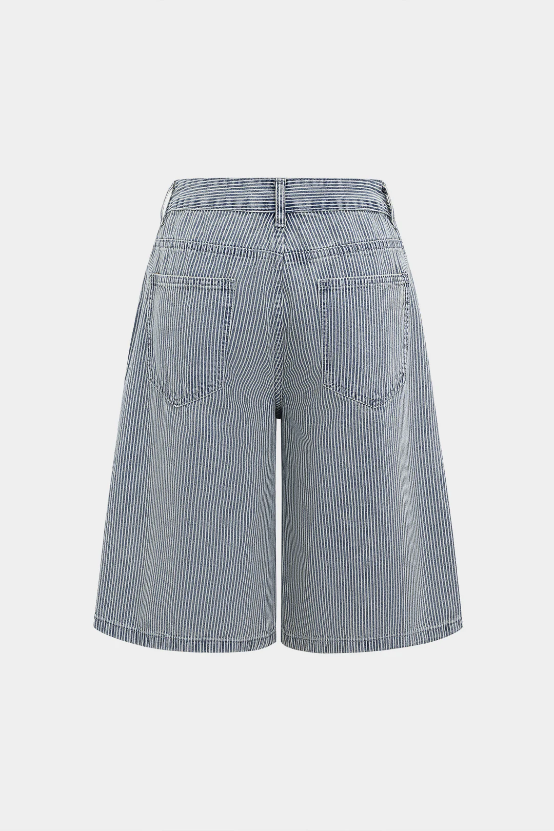 Denim Stripes Print Wide Leg Shorts - Image 2