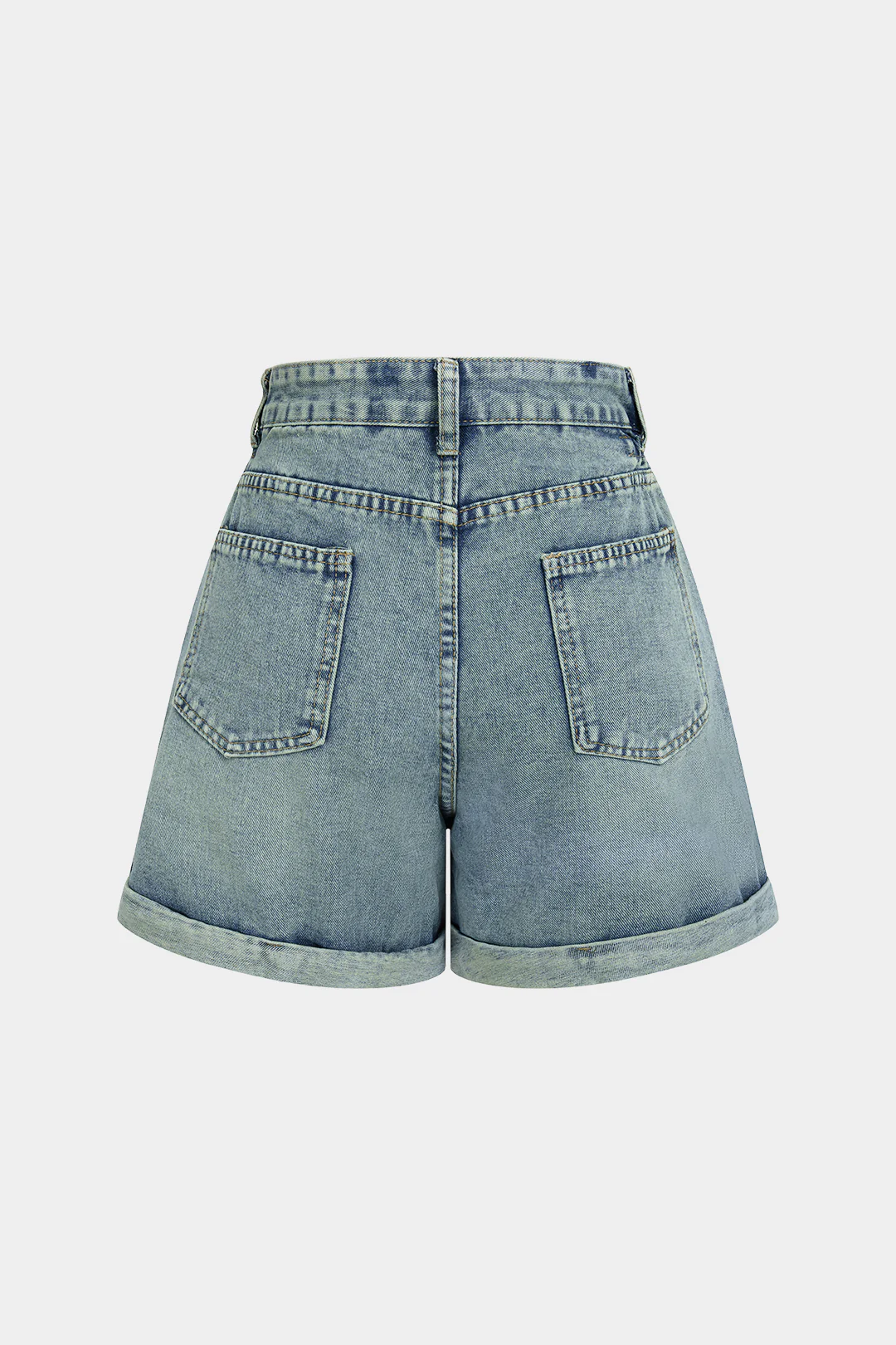 Denim Pocket High Waist Shorts - Image 2
