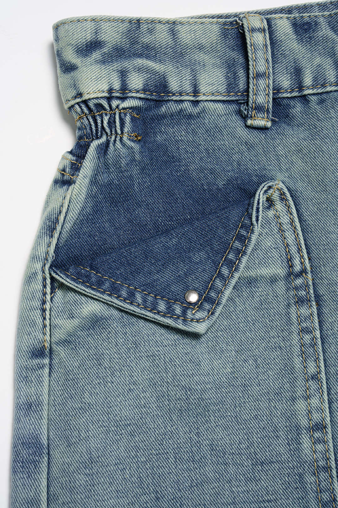 Denim Pocket High Waist Shorts - Image 3