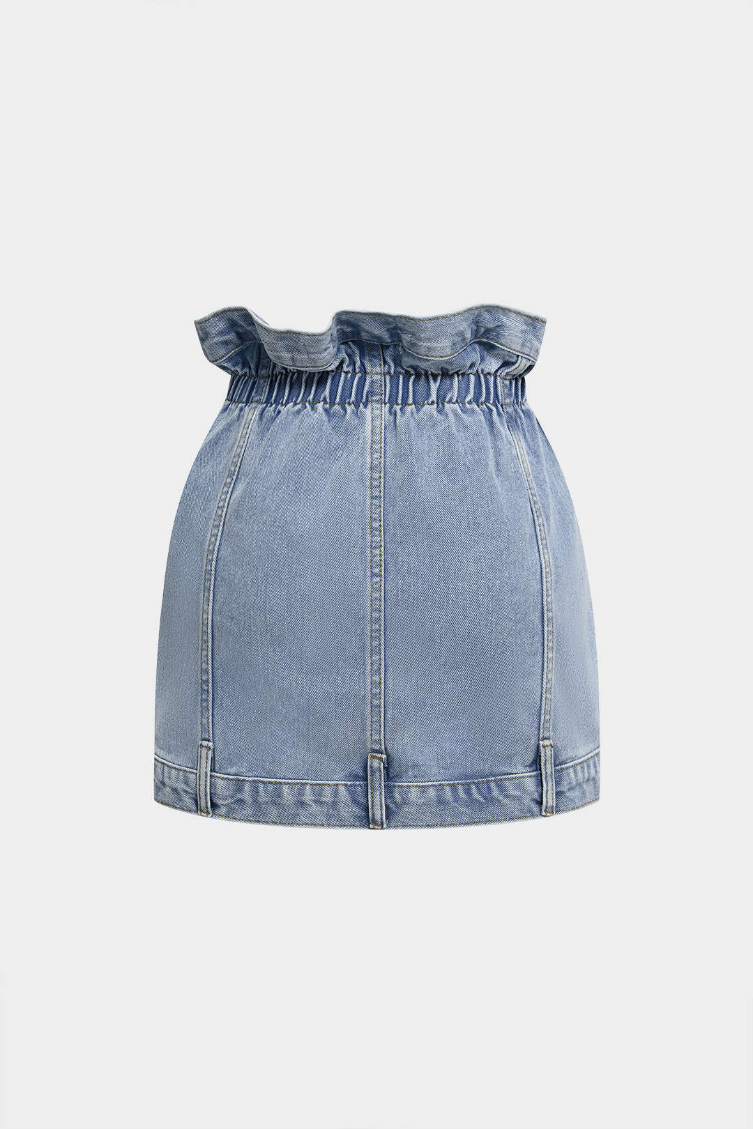Denim Shirred Waistband Button Skirt - Image 3