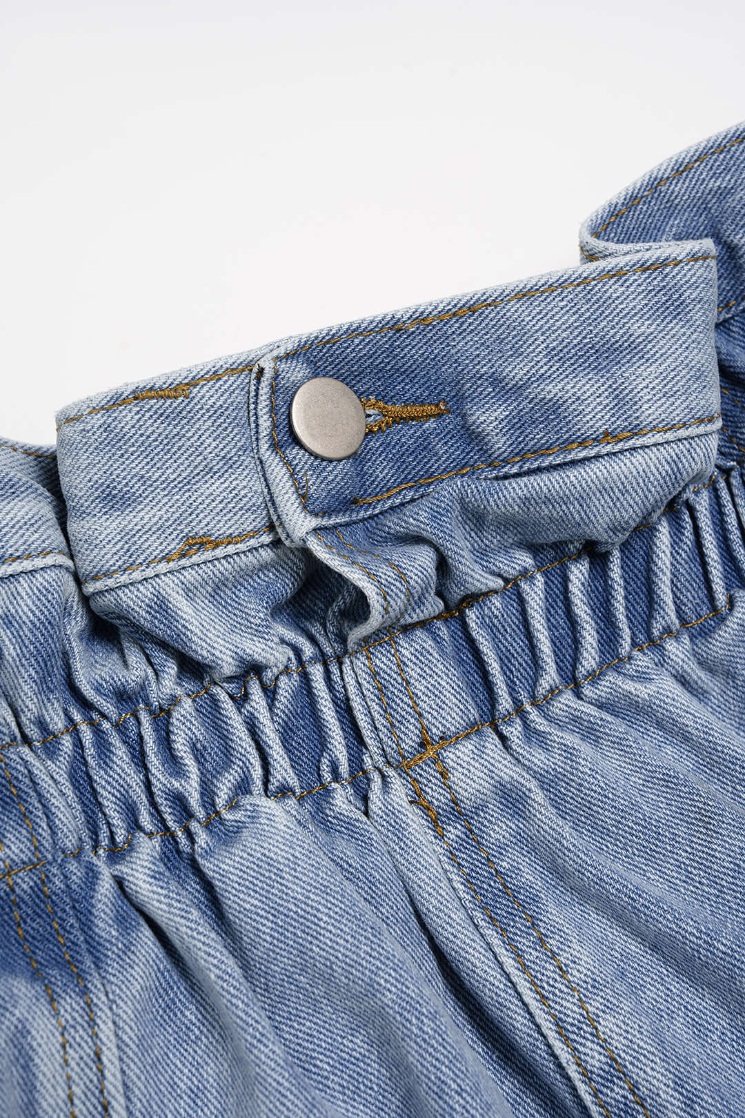 Denim Shirred Waistband Button Skirt - Image 4