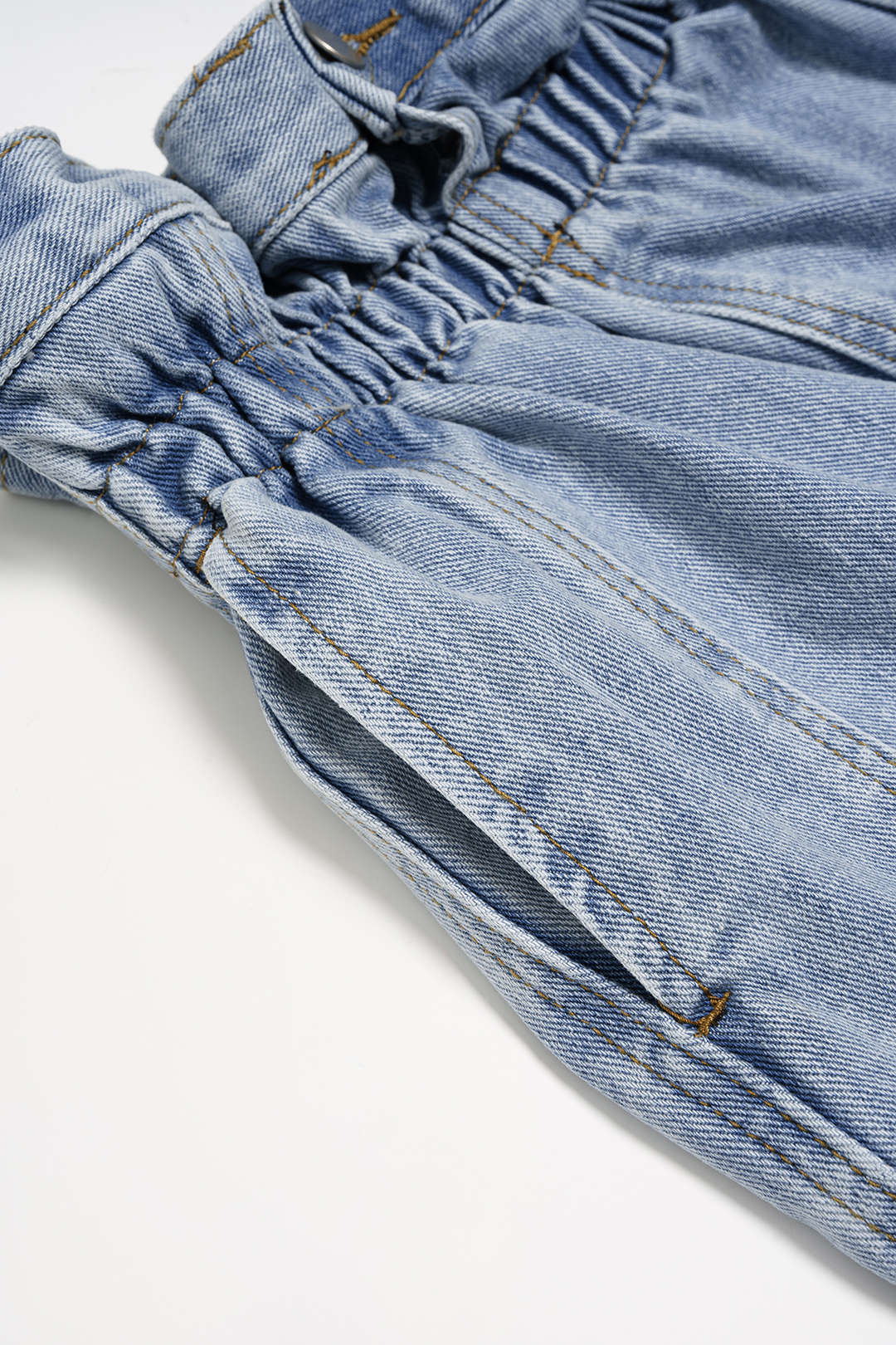 Denim Shirred Waistband Button Skirt - Image 5