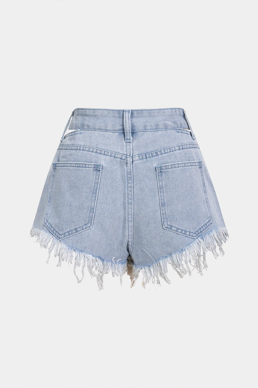 Denim Cut Out Ripped Cut Out Pocket Shorts - Image 2