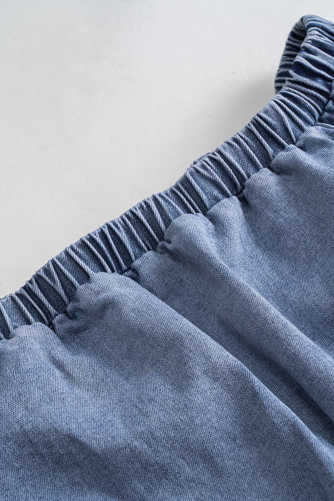 Denim Off Shoulder Shirred Zipper Pocket Long Sleeve Jumpsuit - Image 4
