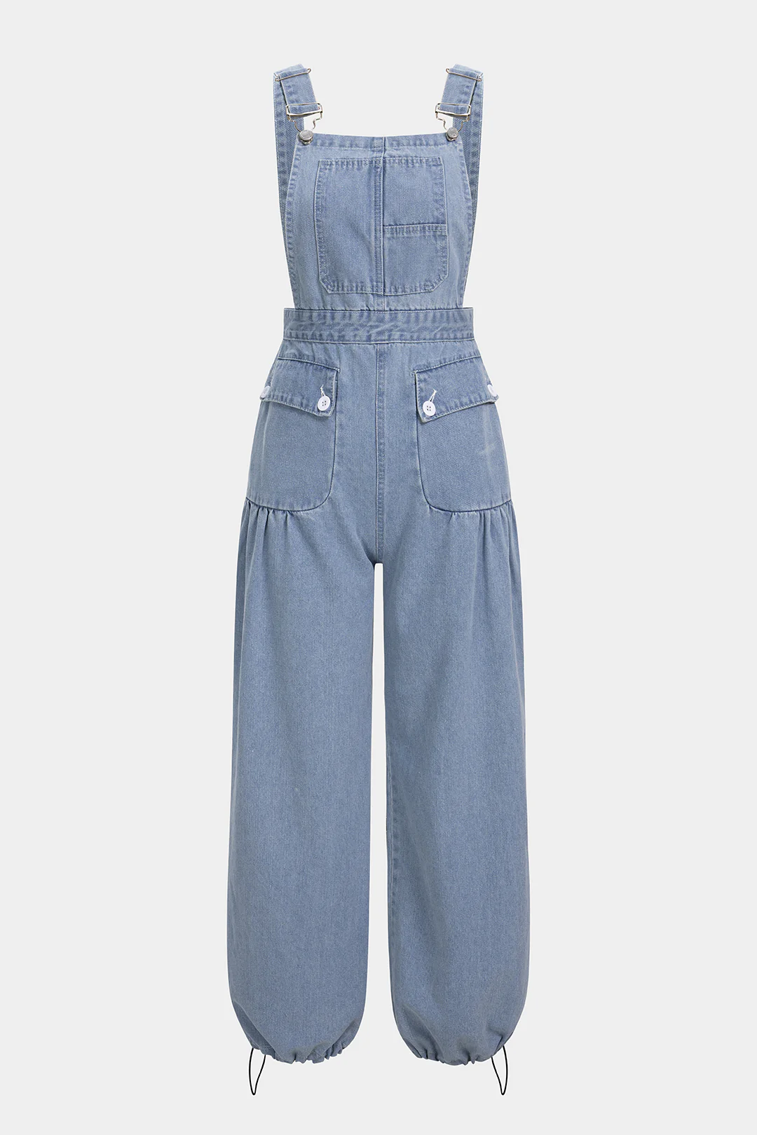Denim Pocket Drawstring Sleeveless Jumpsuit