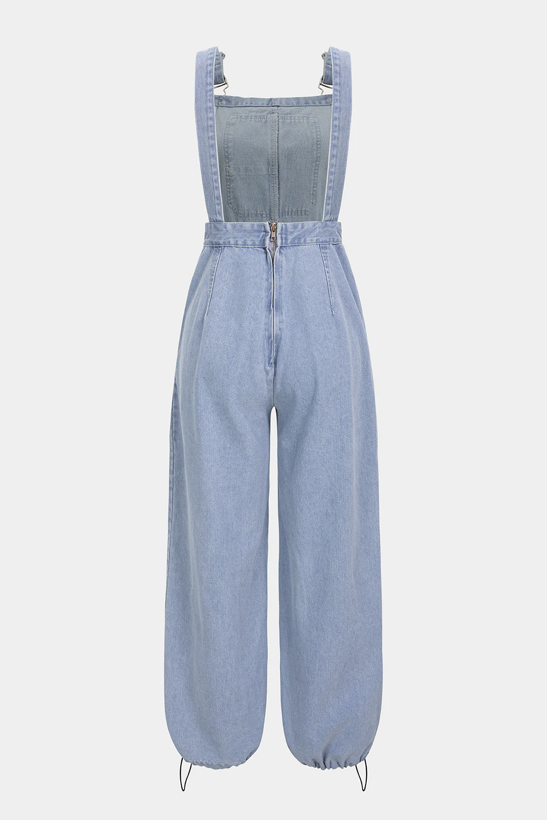 Denim Pocket Drawstring Sleeveless Jumpsuit - Image 2