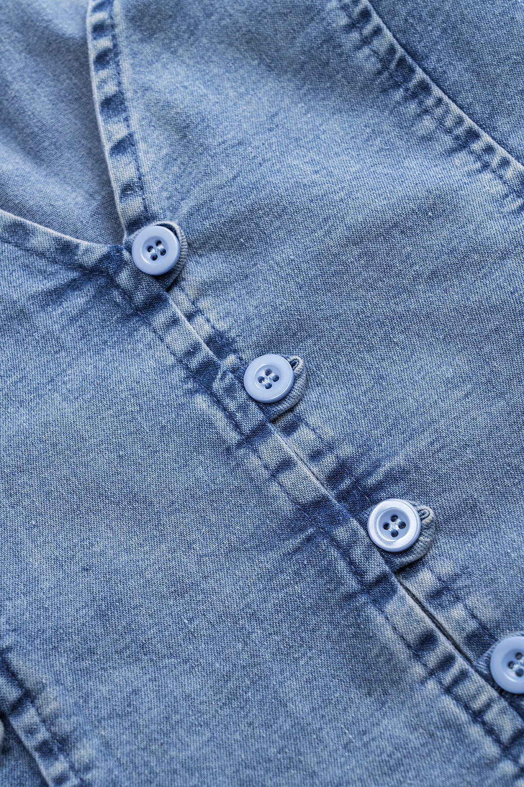 Denim Ruched Button Tie Knot Vest - Image 3