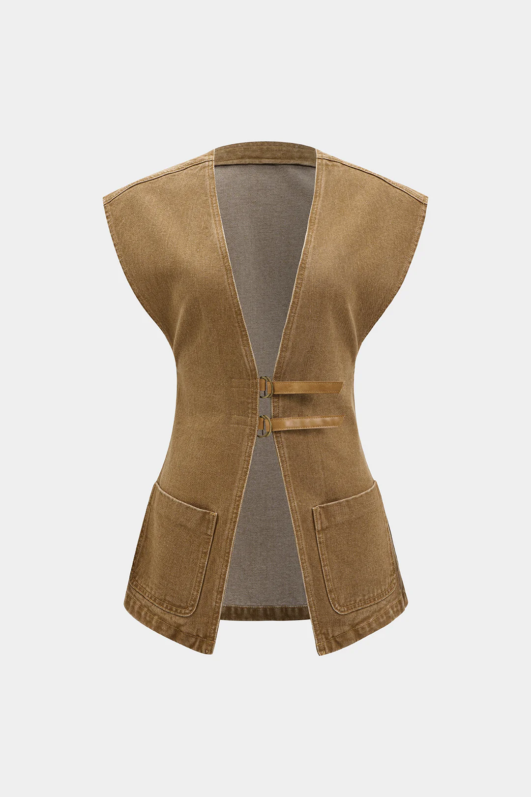 Denim V-Neck Pocket Vest