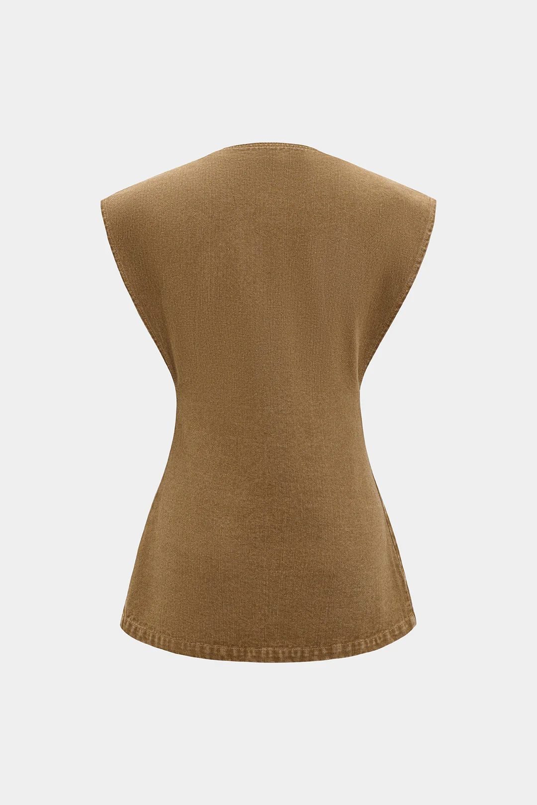 Denim V-Neck Pocket Vest - Image 2