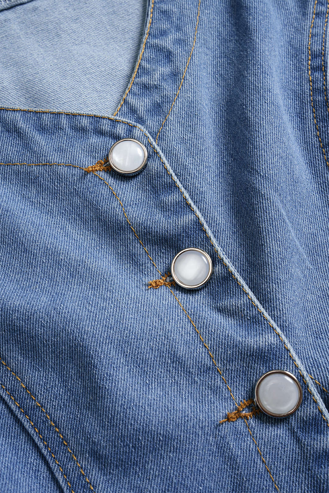 Denim Button Pocket Vest - Image 5