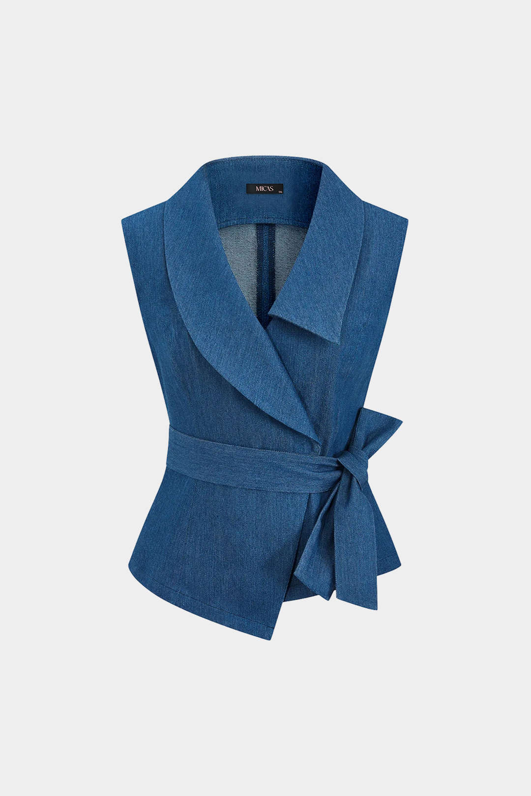 Denim Lapel Tie-Up Vest - Image 2
