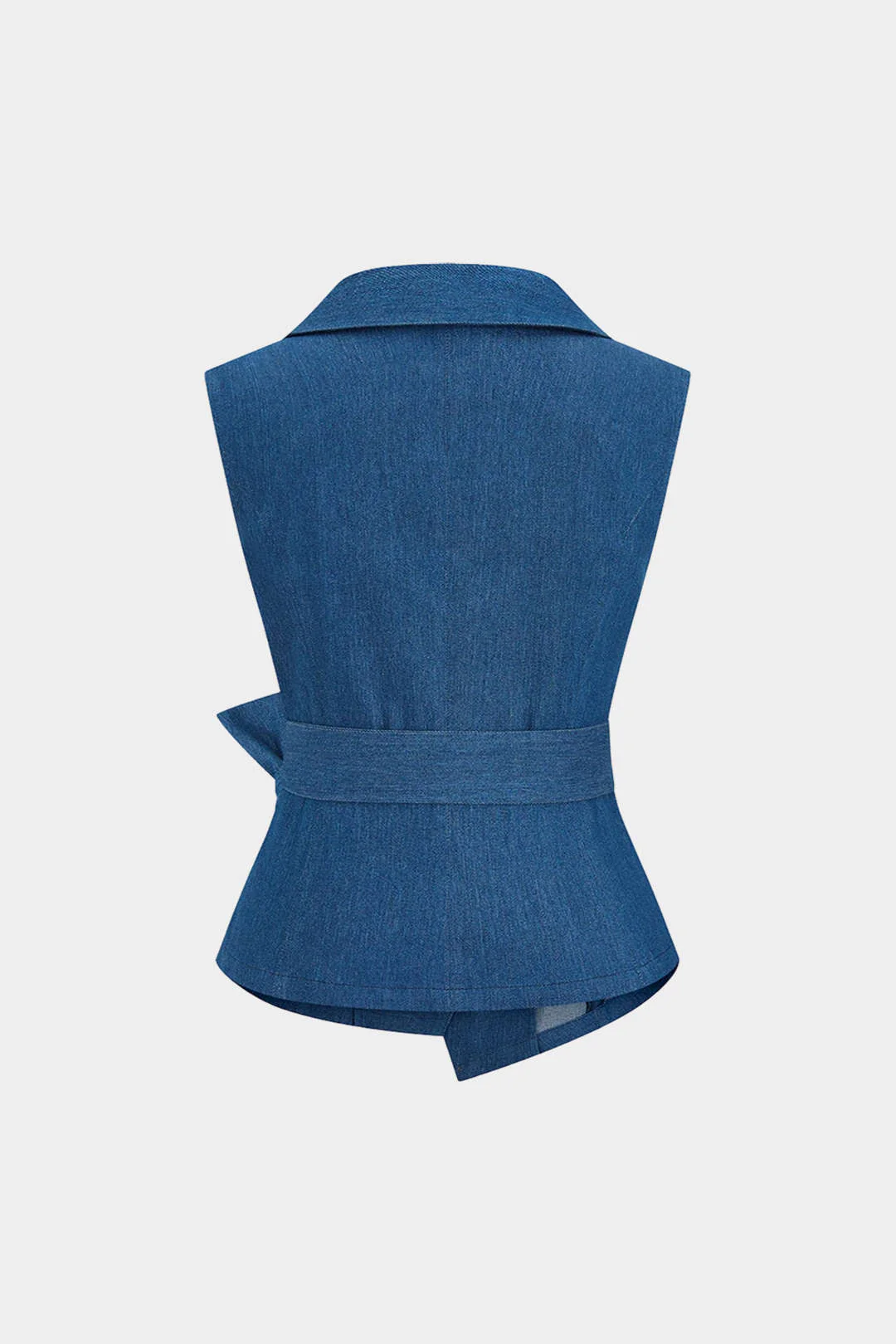 Denim Lapel Tie-Up Vest - Image 3