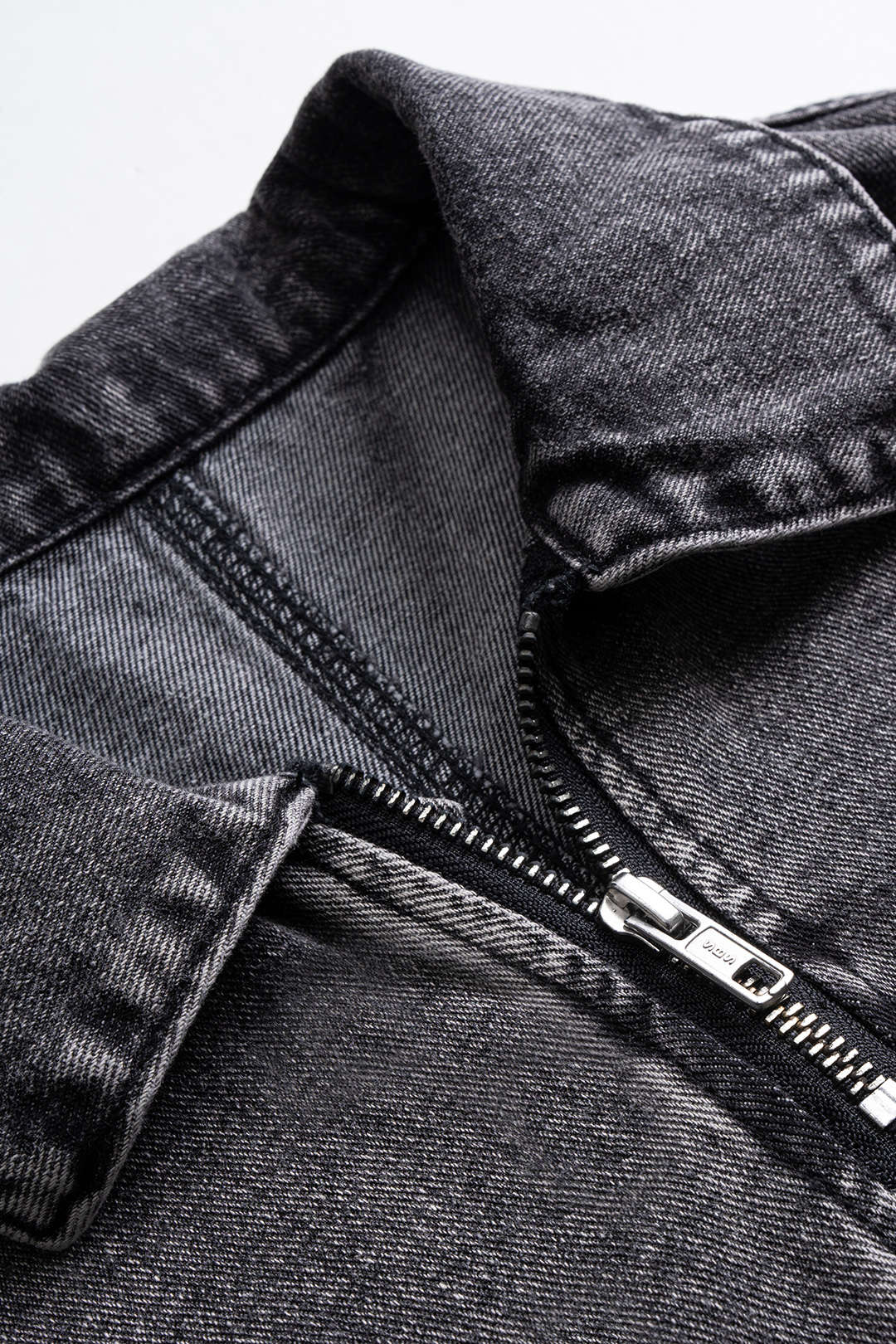 Denim Zipper Long Sleeve T-Shirt - Image 4