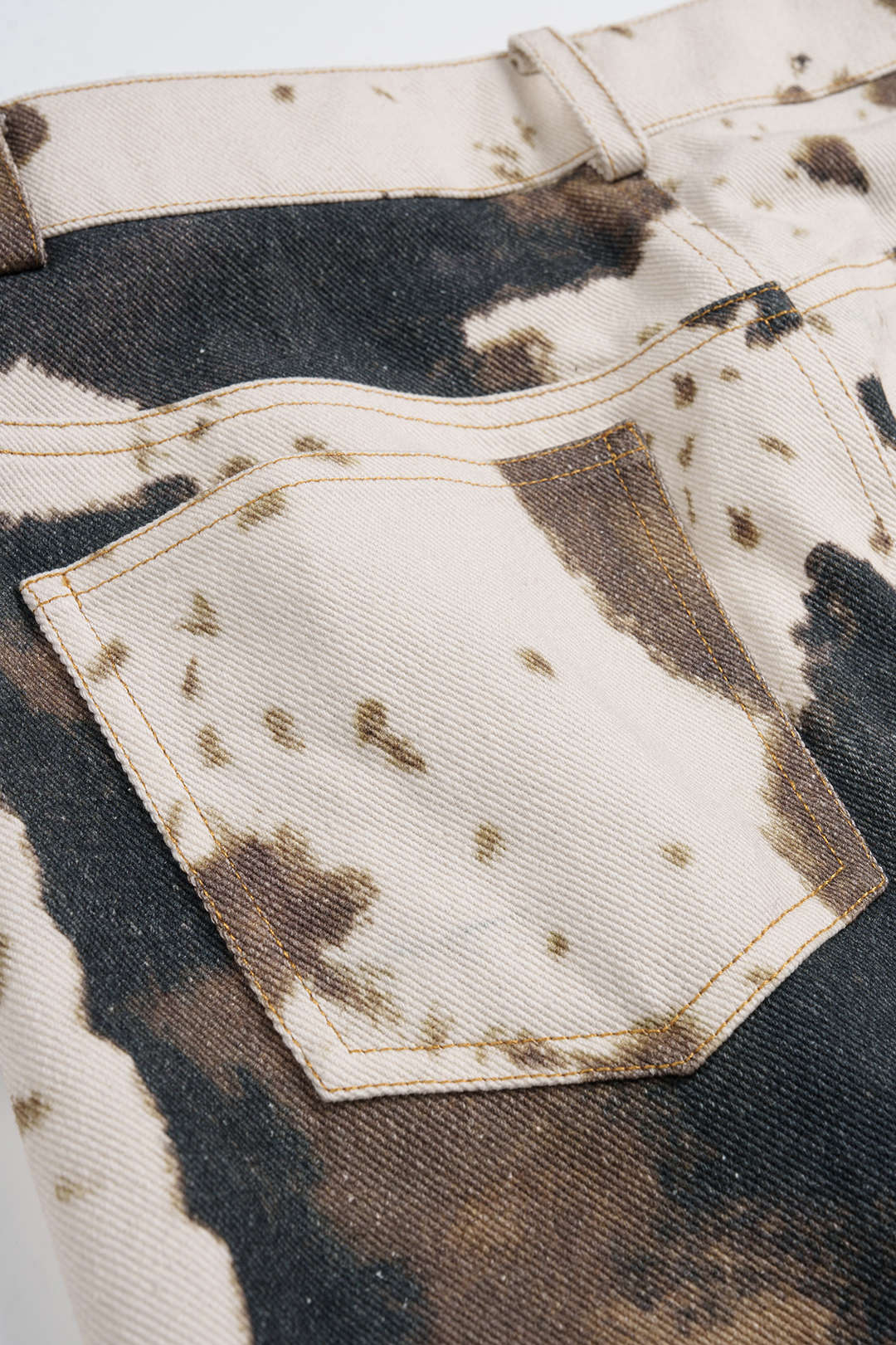 Denim Abstract Splatter Print Asymmetrical Button High Waist Skirt - Image 4
