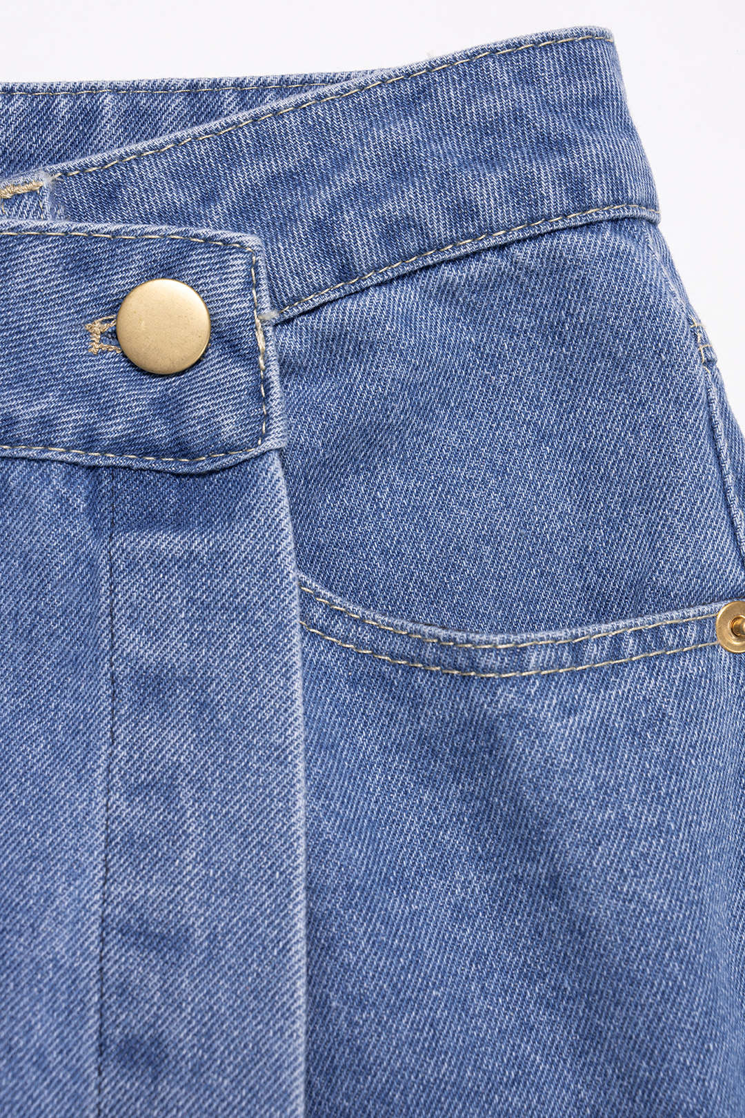 Denim Asymmetrical Pocket Shorts - Image 3