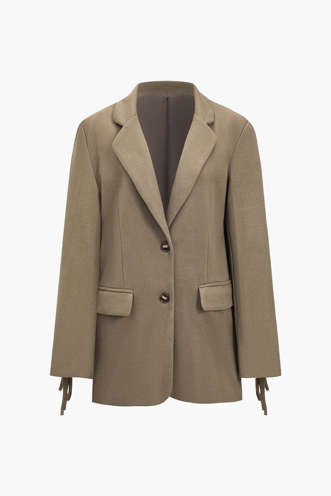 Suede Button Fringe Blazer - Image 2