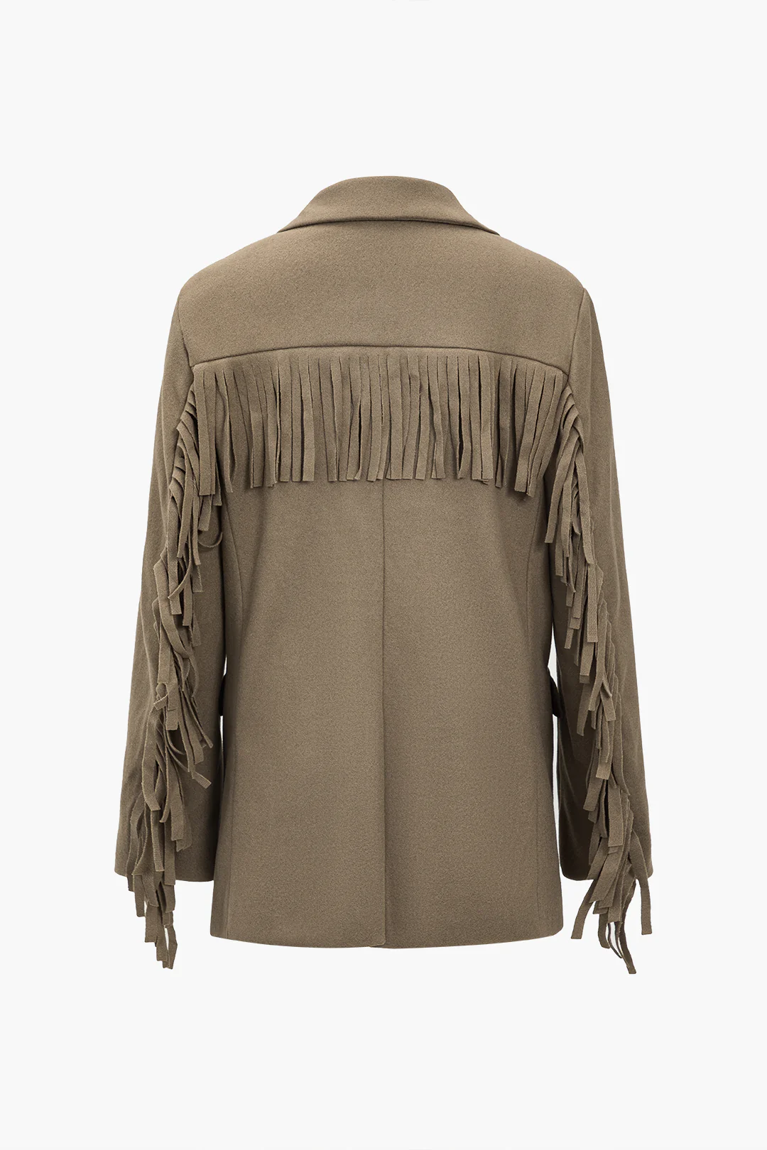 Suede Button Fringe Blazer - Image 3