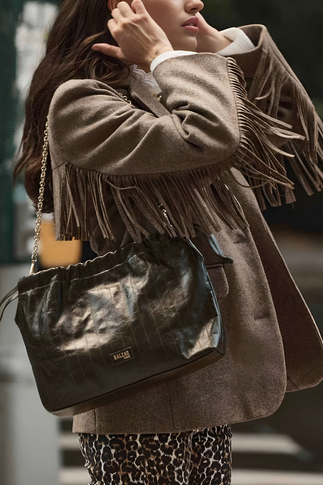 Suede Button Fringe Blazer - Image 5