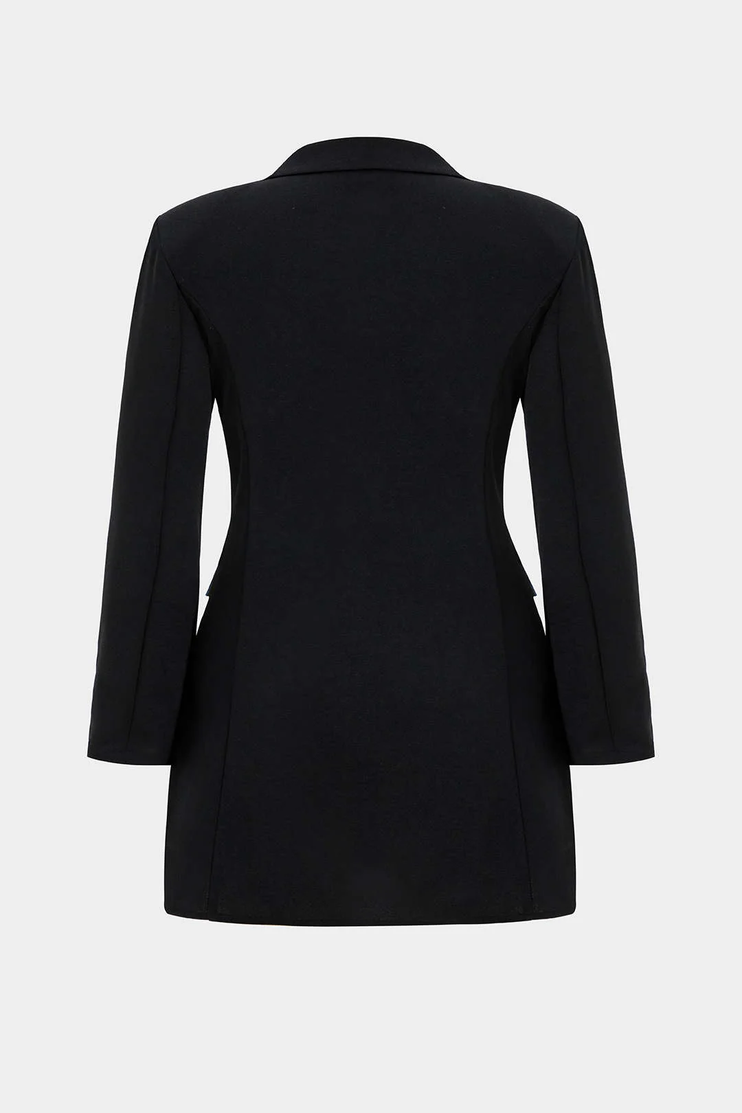 Plus Size Denim Notched Lapel Button Patchwork Blazer Mini Dress - Image 2