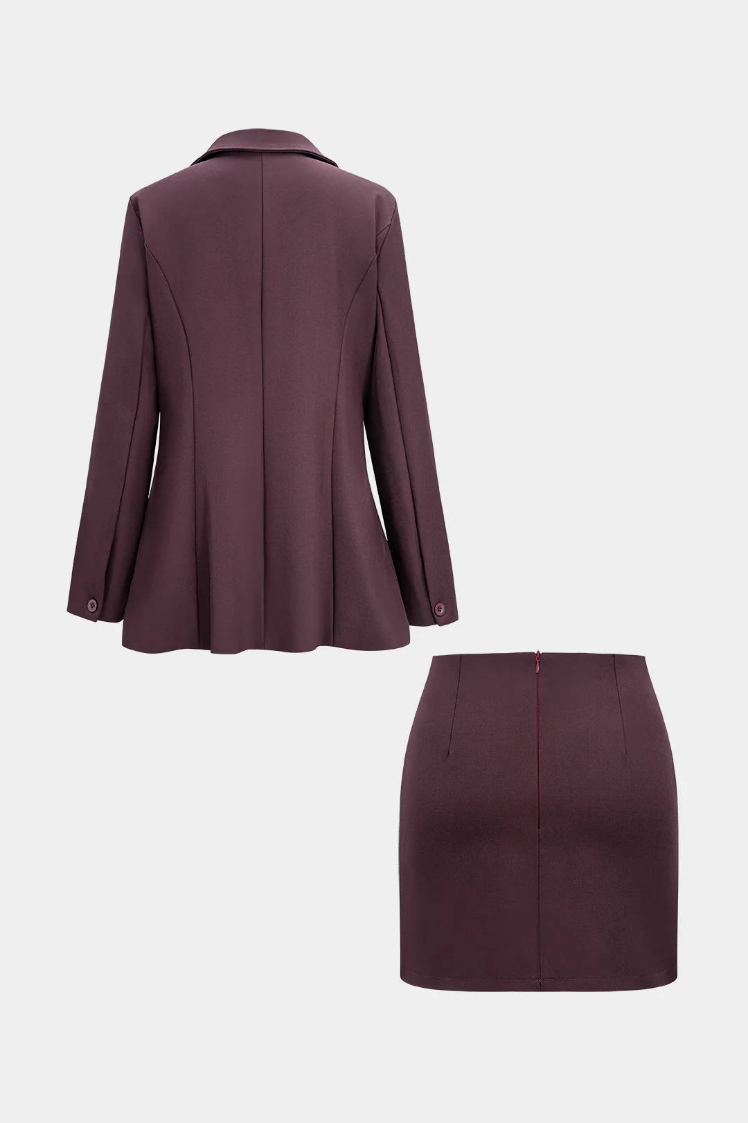 Lapel Button Pocket Cardigan And Mini Skirt Set - Image 2
