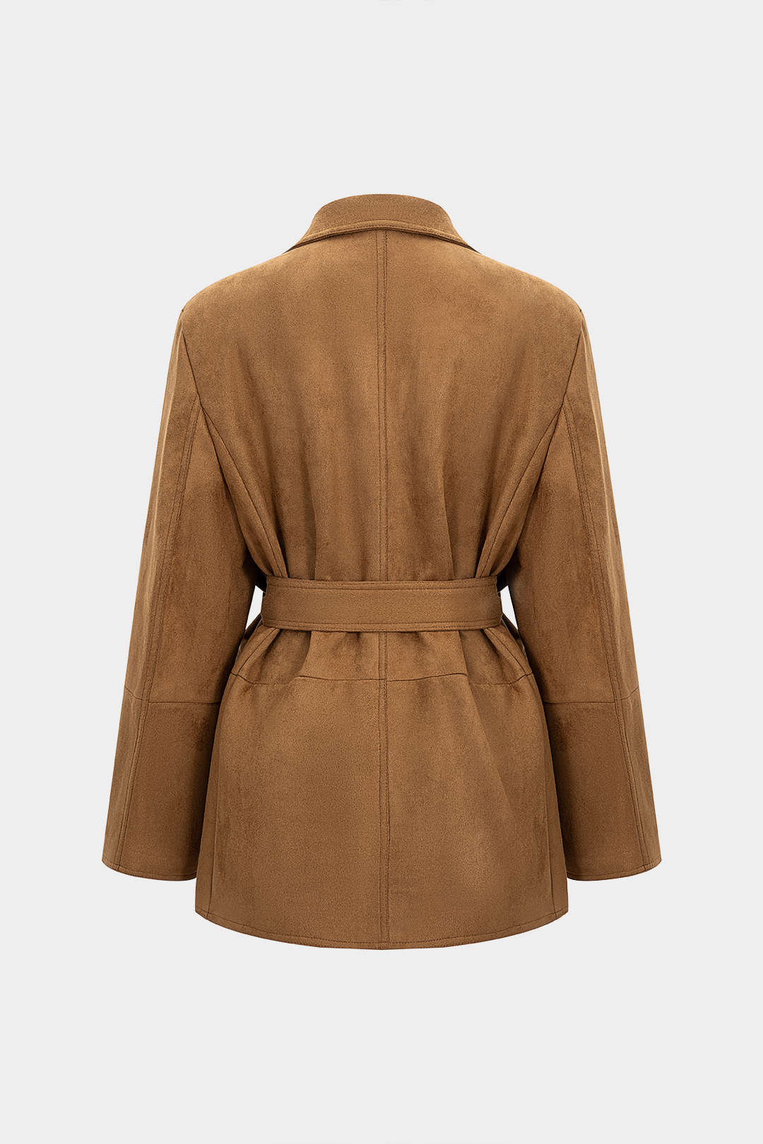 Suede Notched Lapel Tie-Up Pocket Blazer - Image 2