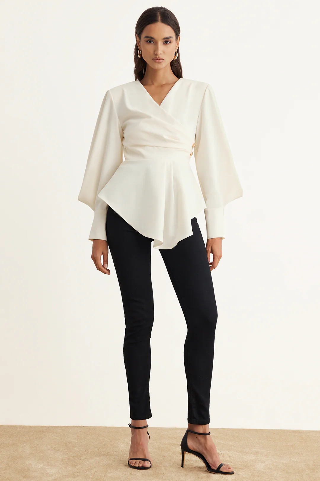Asymmetrical Zipper Ruched Long-Sleeve Shirt - Image 6