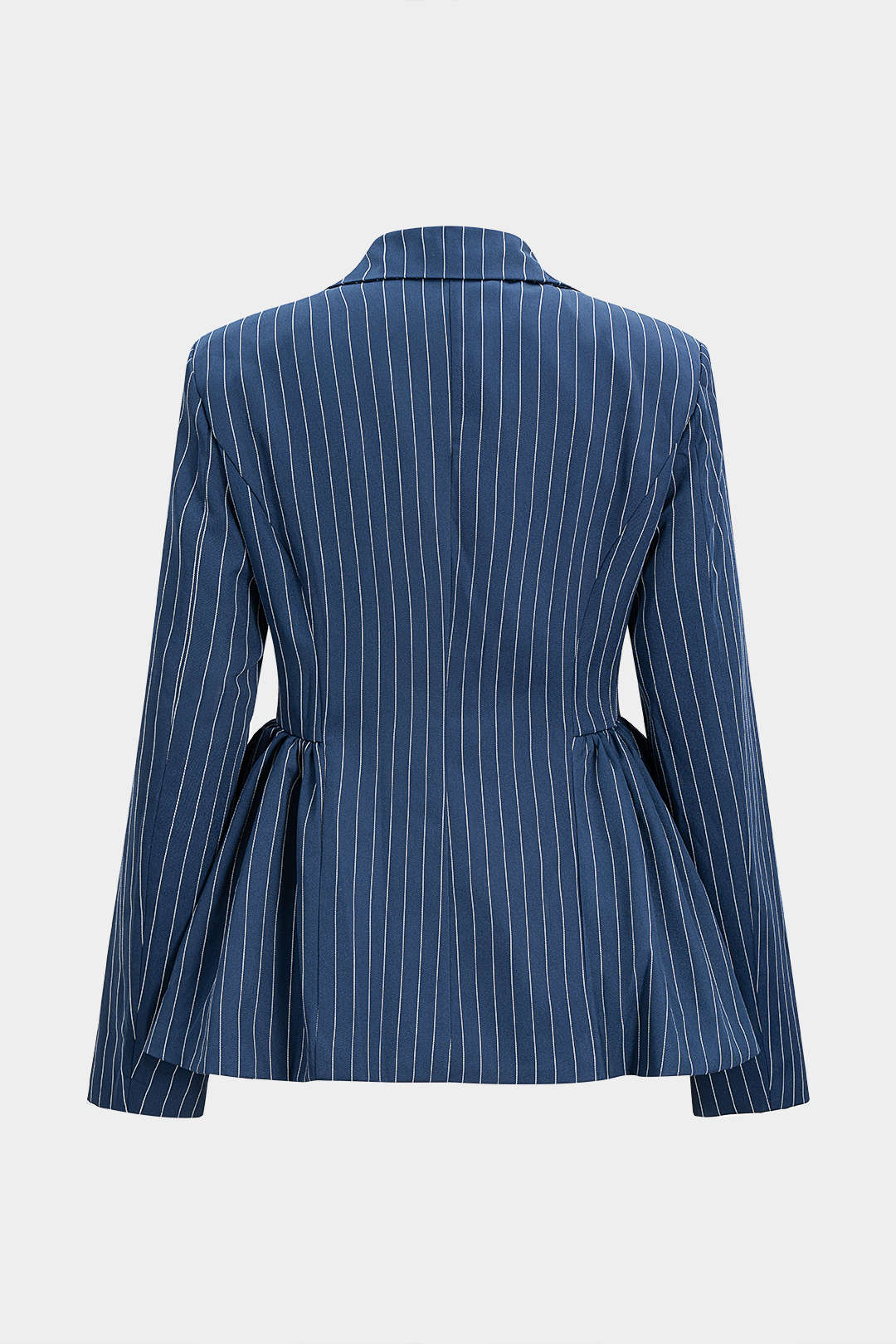 Stripes Print Ruched Shoulder Pads Blazer - Image 2