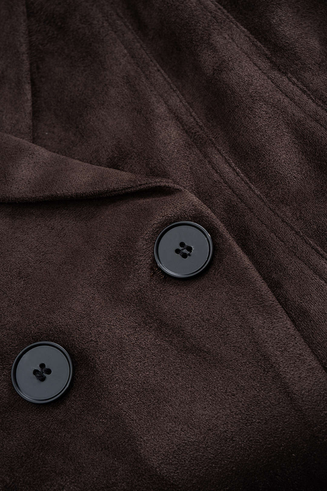 Suede Button Notched Lapel Shoulder Pads Blazer - Image 3