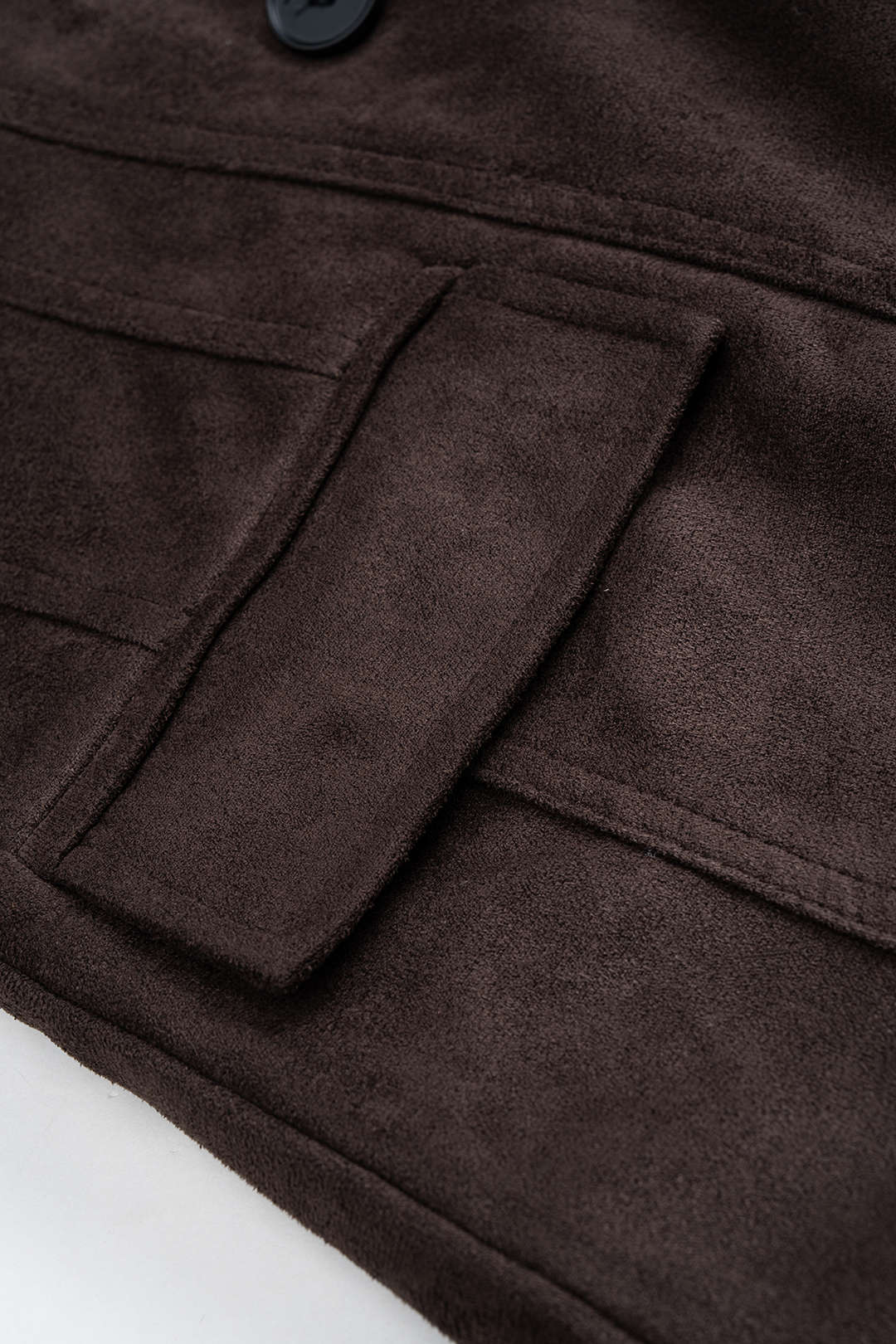 Suede Button Notched Lapel Shoulder Pads Blazer - Image 5