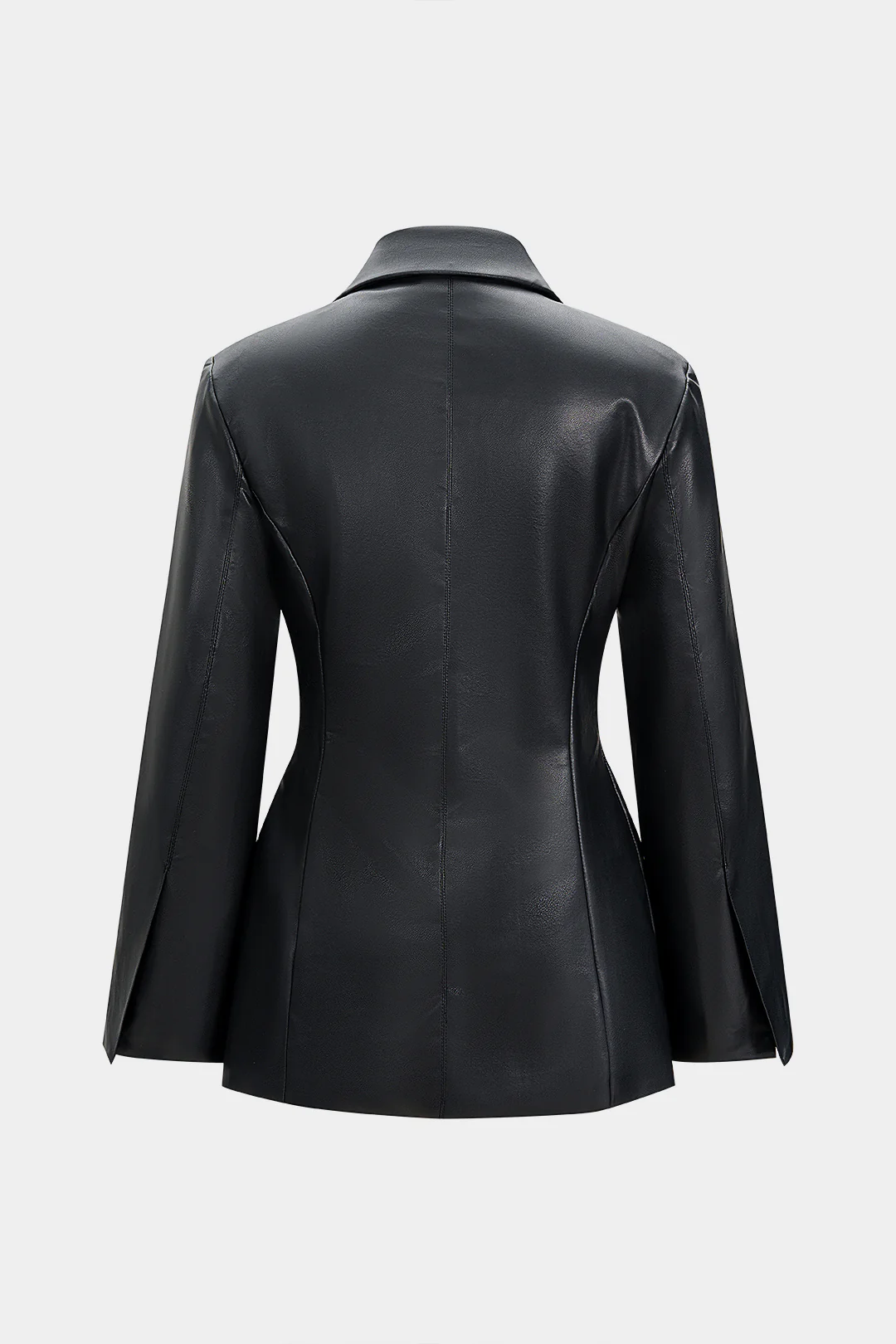 Faux Leather Button Blazer - Image 2