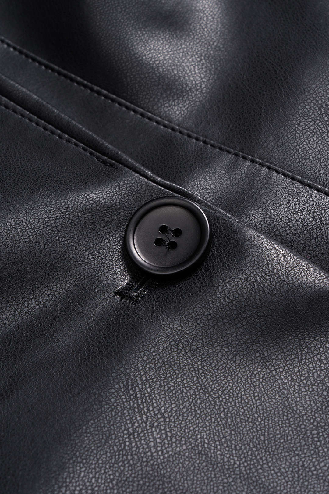 Faux Leather Button Blazer - Image 3