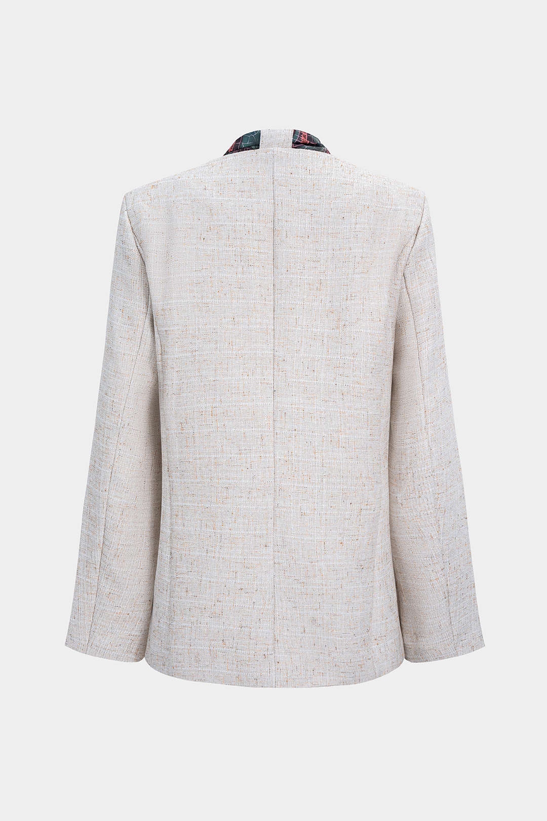 V-Neck Button Long Sleeve Blazer With Scarf - Image 2