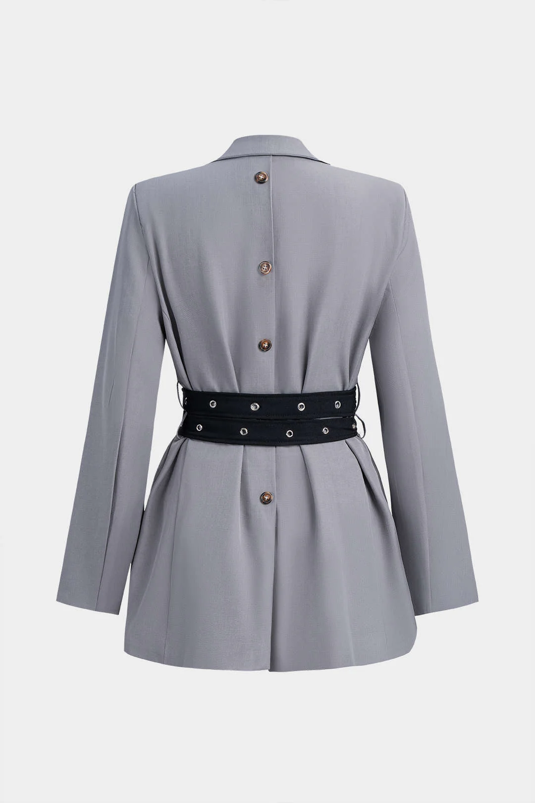 Tie-Up Waist Cinching Long Sleeve Blazer - Image 2
