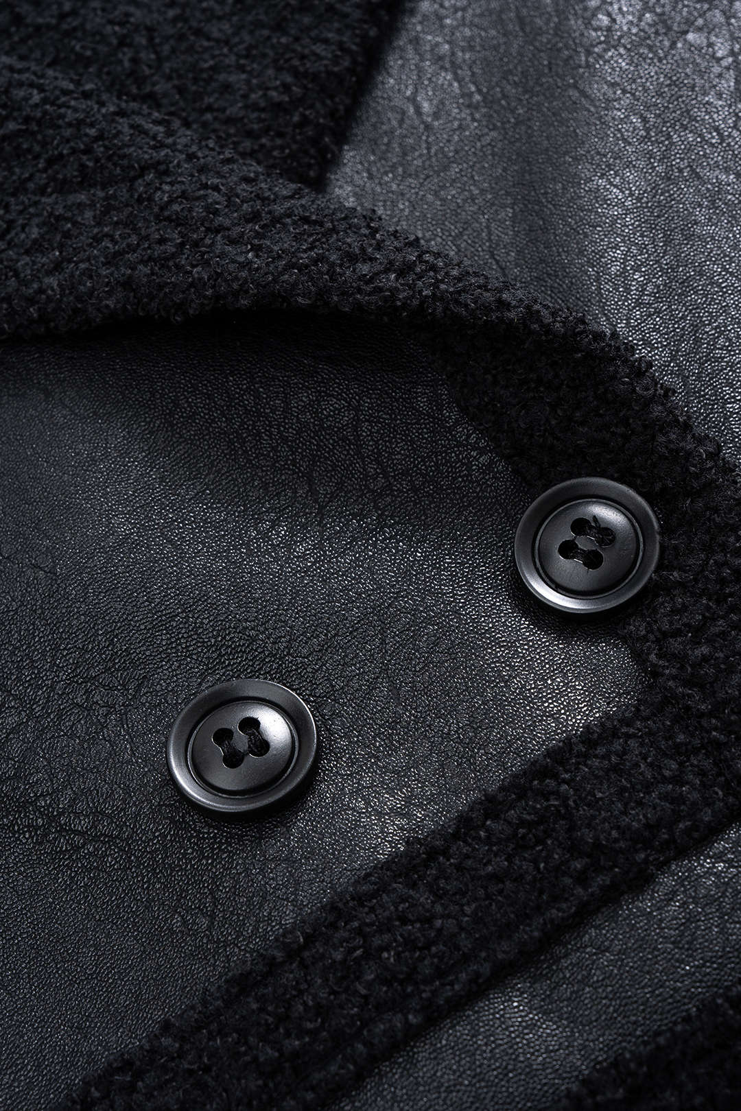 Faux Leather Patchwork Button Coat - Image 3