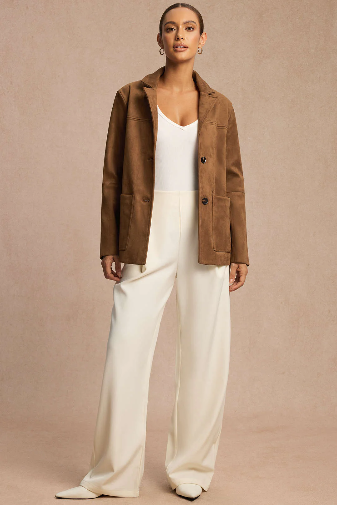 Suede Notched Lapel Blazer - Image 2