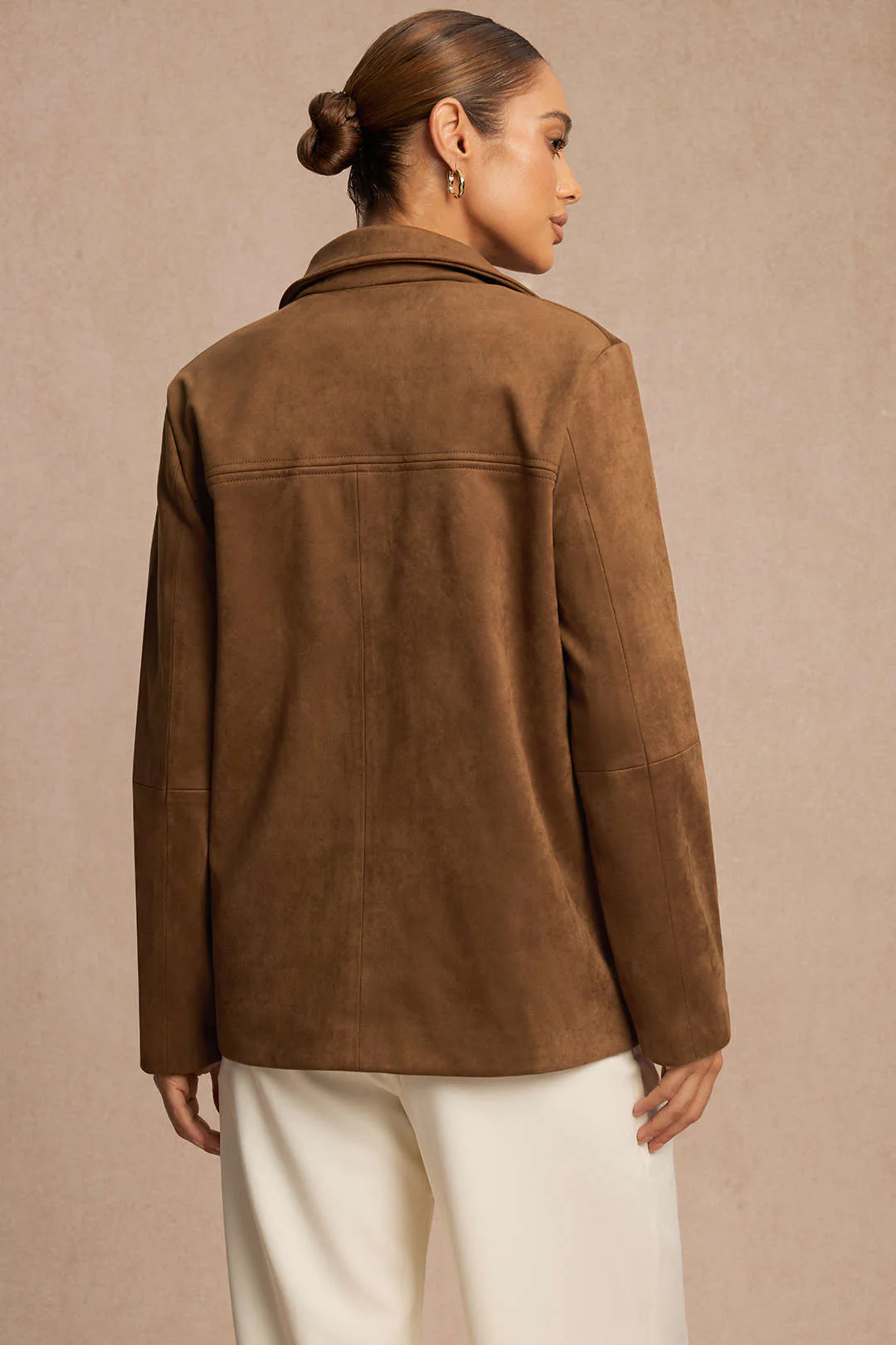Suede Notched Lapel Blazer - Image 4