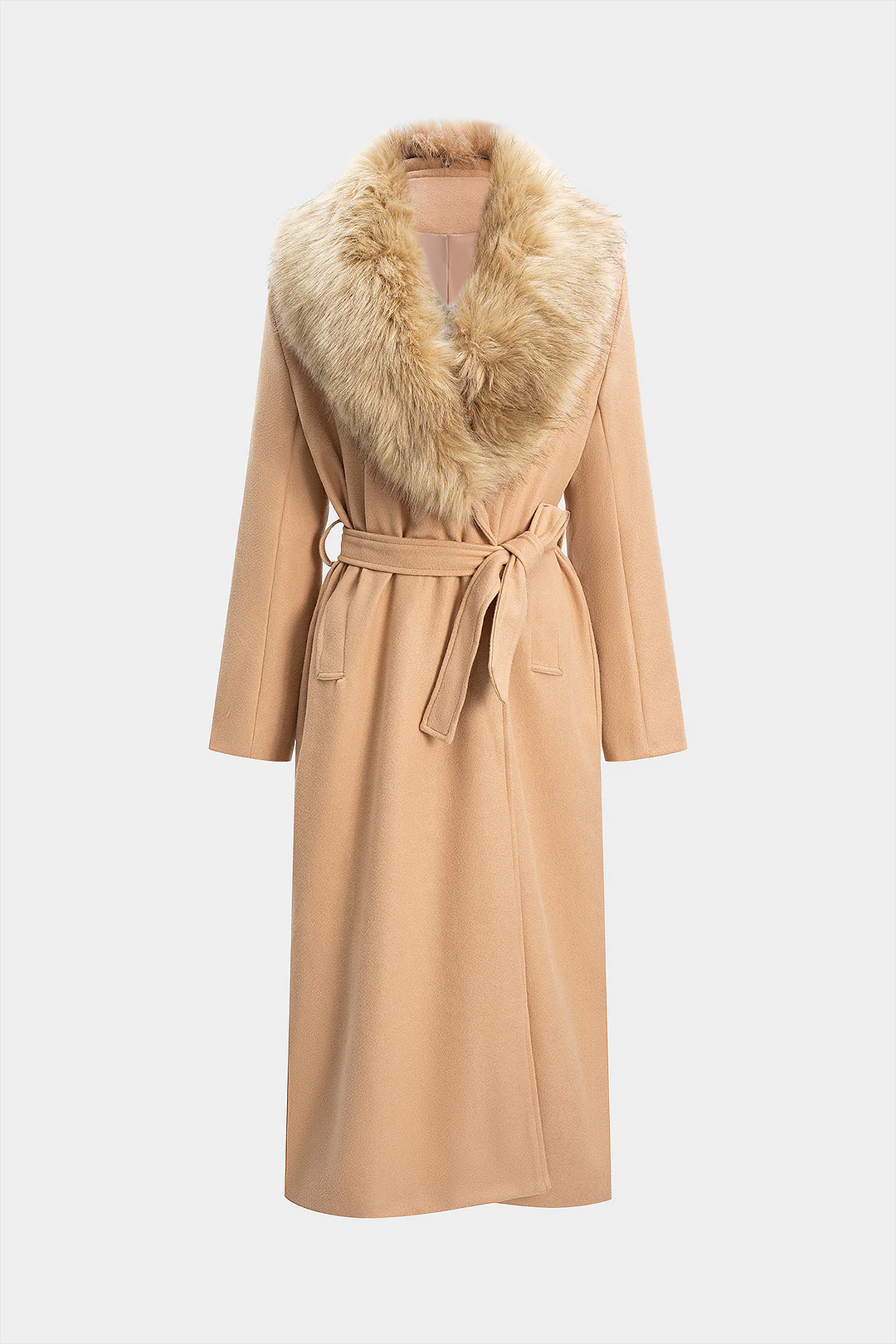 Woolen Tie-Up Long Sleeve Coat