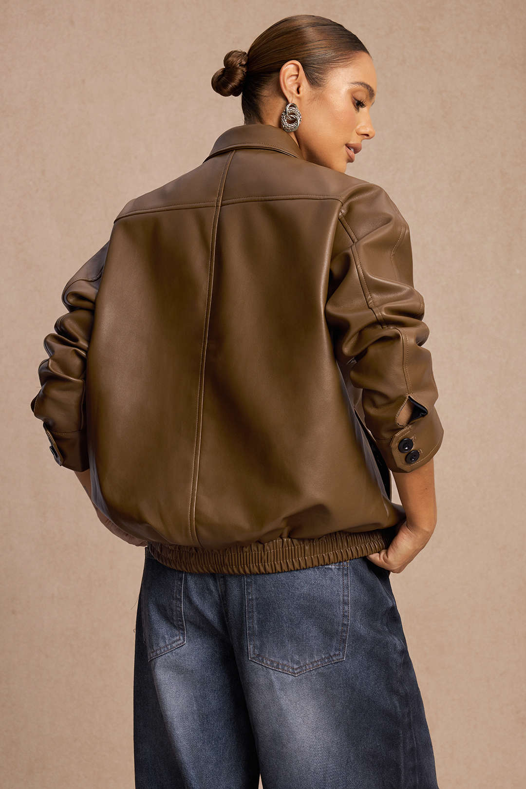 Faux Leather Zipper Jacket - Image 2