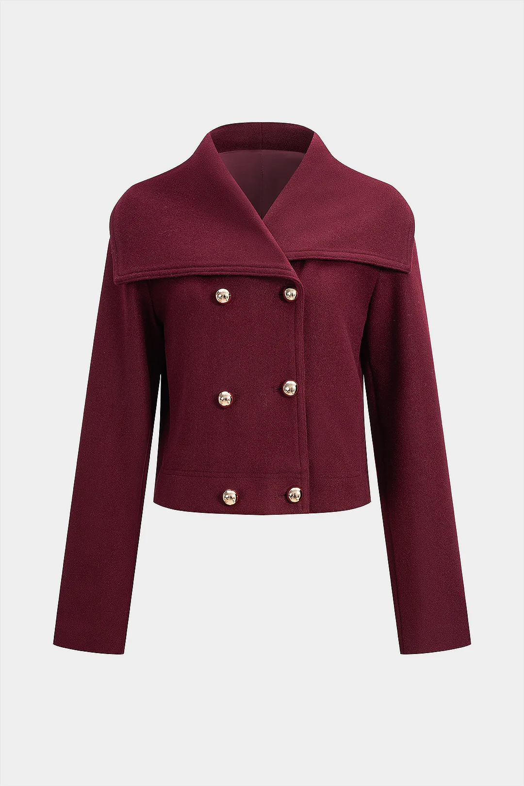 Woolen Textured Button Double Breasted Coat