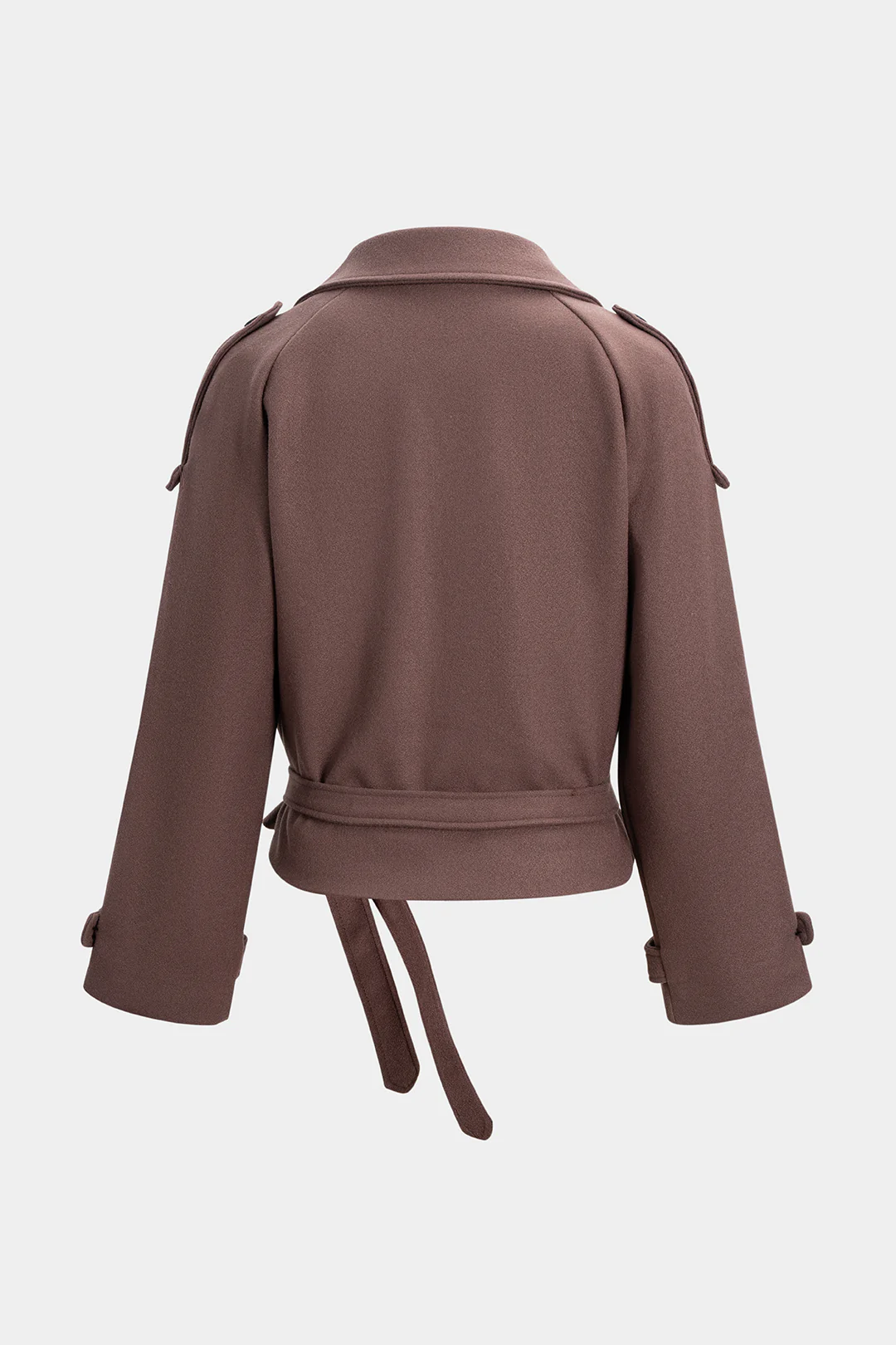 Woolen Button Tie-Up Double-Breasted Coat - Image 2